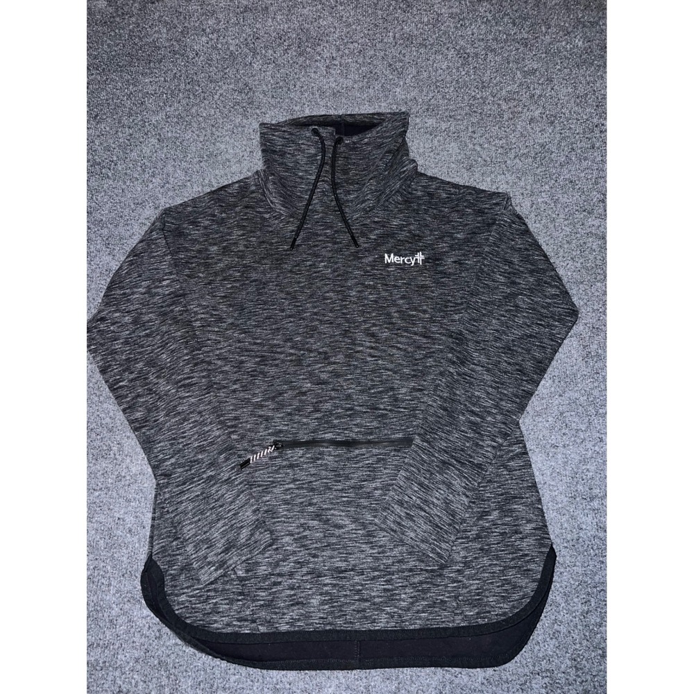 Sport-Tek Womens M Charcoal Heather Funnel Neck Pullover Sweatshirt Mercy Logo